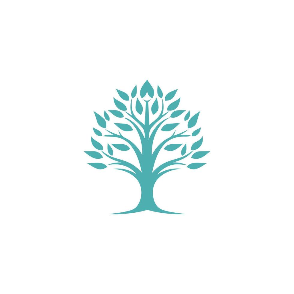 AI generated abstract Tree of Life logo. Organic nature symbol. Tree branch with leaf sign. Natural plant design element emblem. Vector illustration.