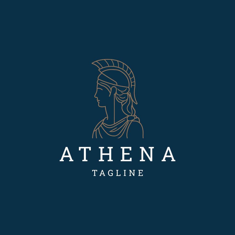 AI generated Athena line art logo icon design template vector