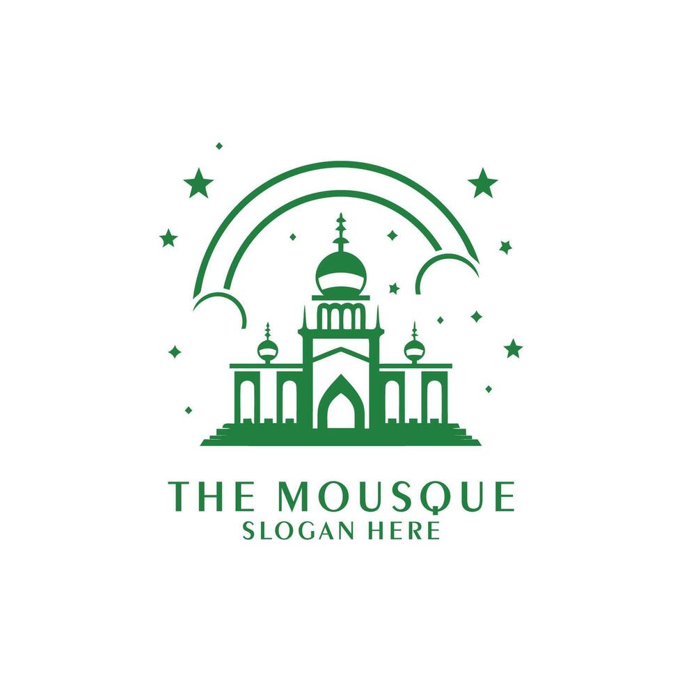 AI generated Mosque logo design with Islamic creative concept Vector