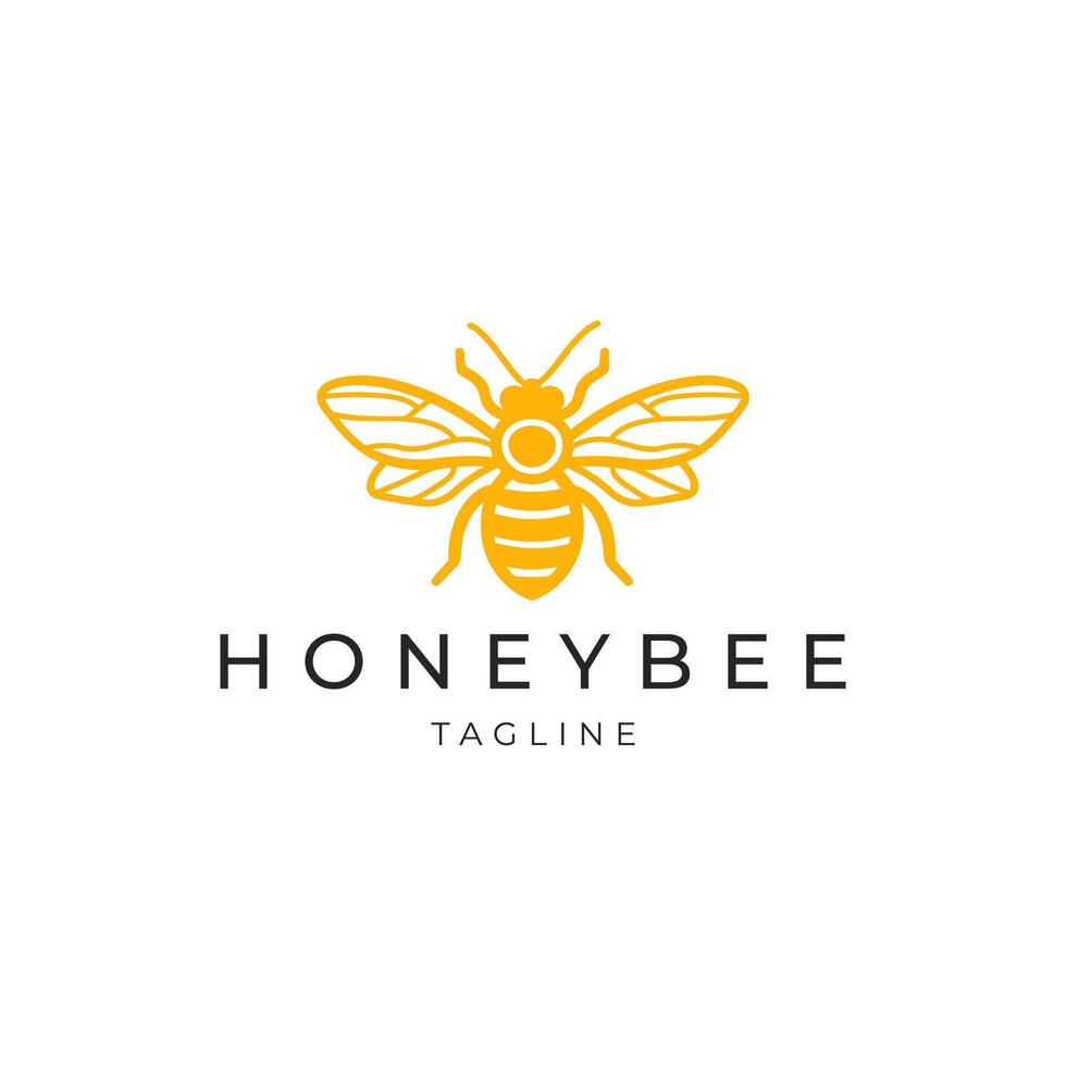AI generated Honey bee line art logo icon design template vector