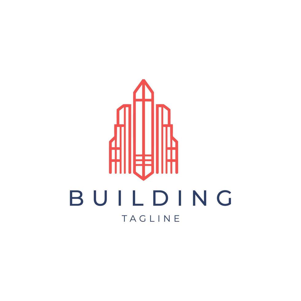 AI generated Building line art logo icon design template vector
