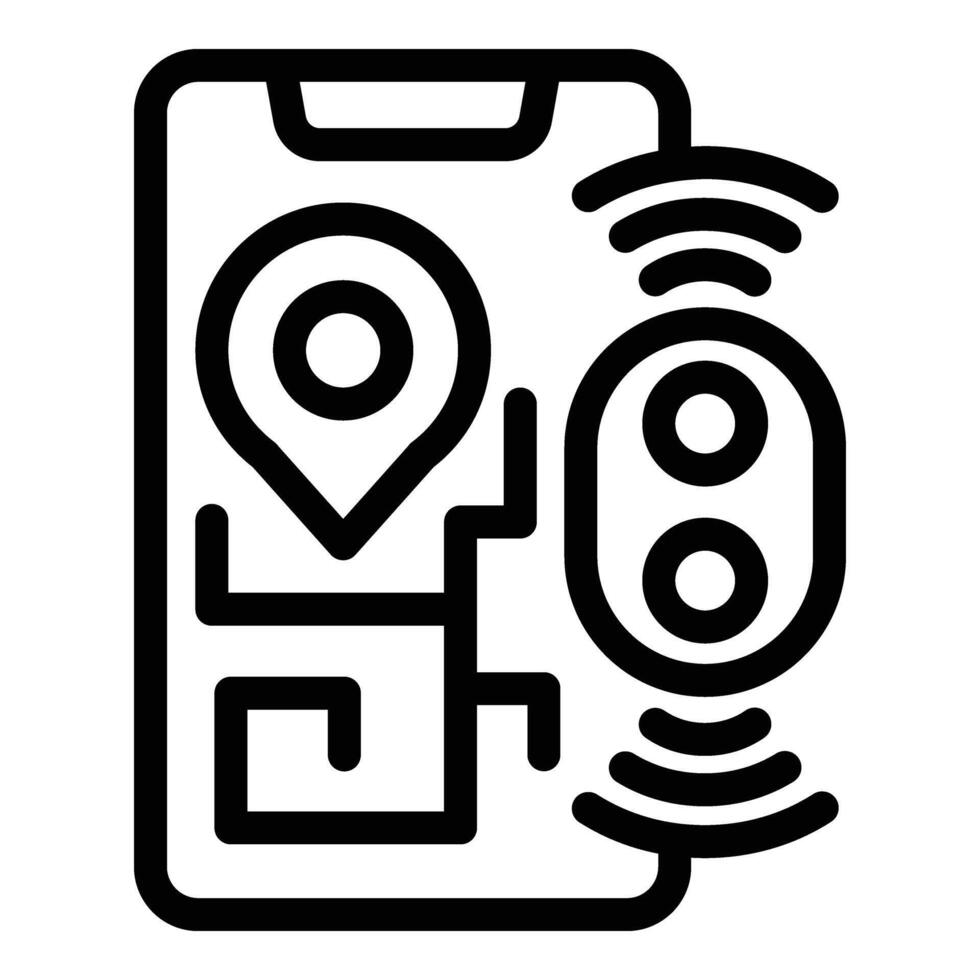 Online pet tracker icon outline vector. Phone use app vector