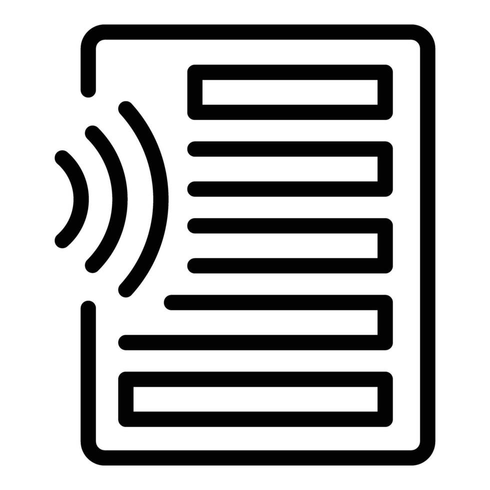 File text icon outline vector. Academic student audio vector