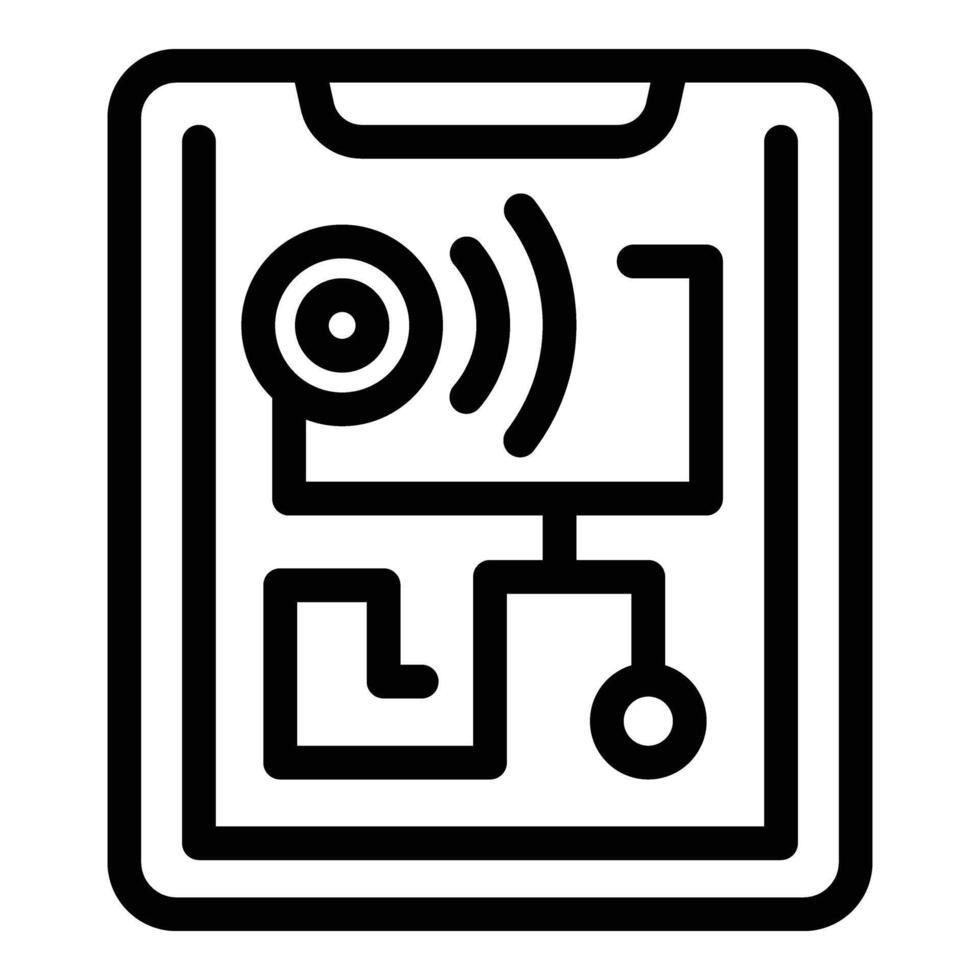 Locator pet online icon outline vector. Cat care collar vector
