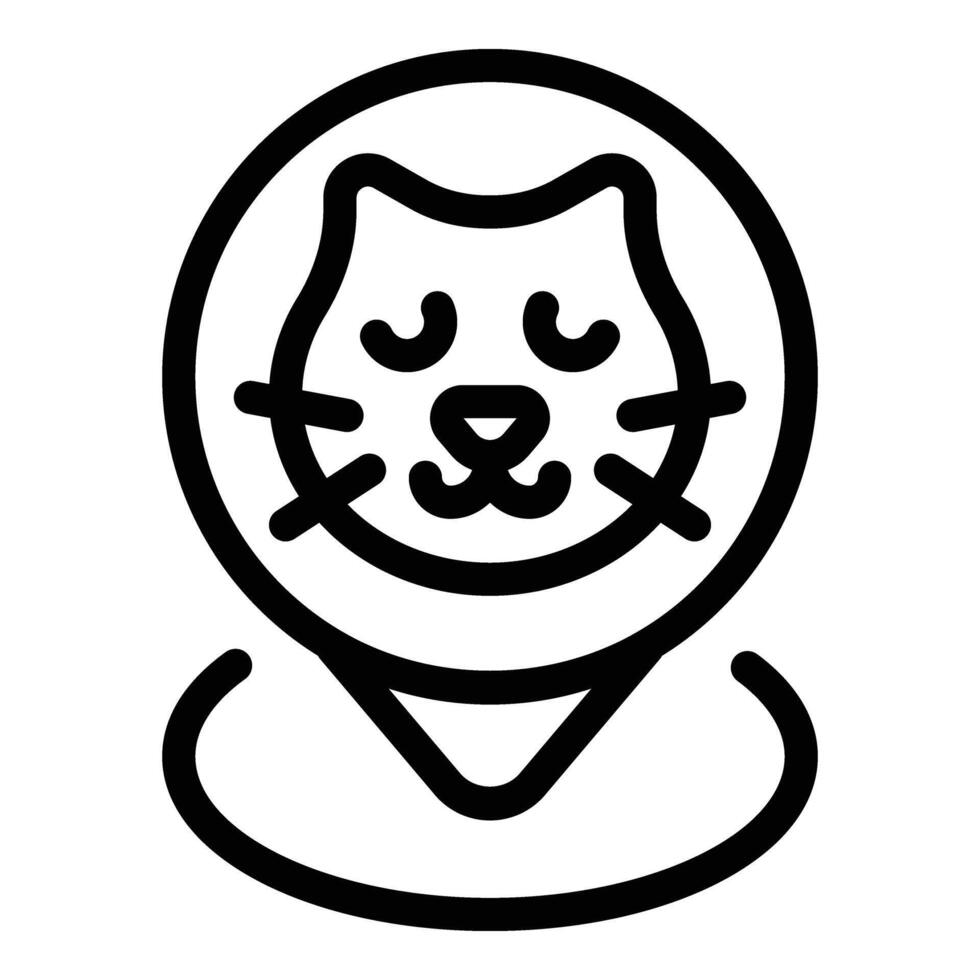 Cat tracker location icon outline vector. Lost finder vector