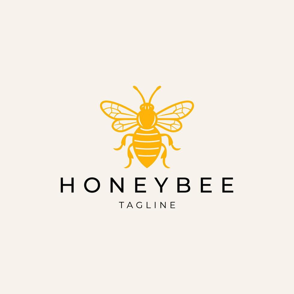 AI generated Honey bee line art logo icon design template vector