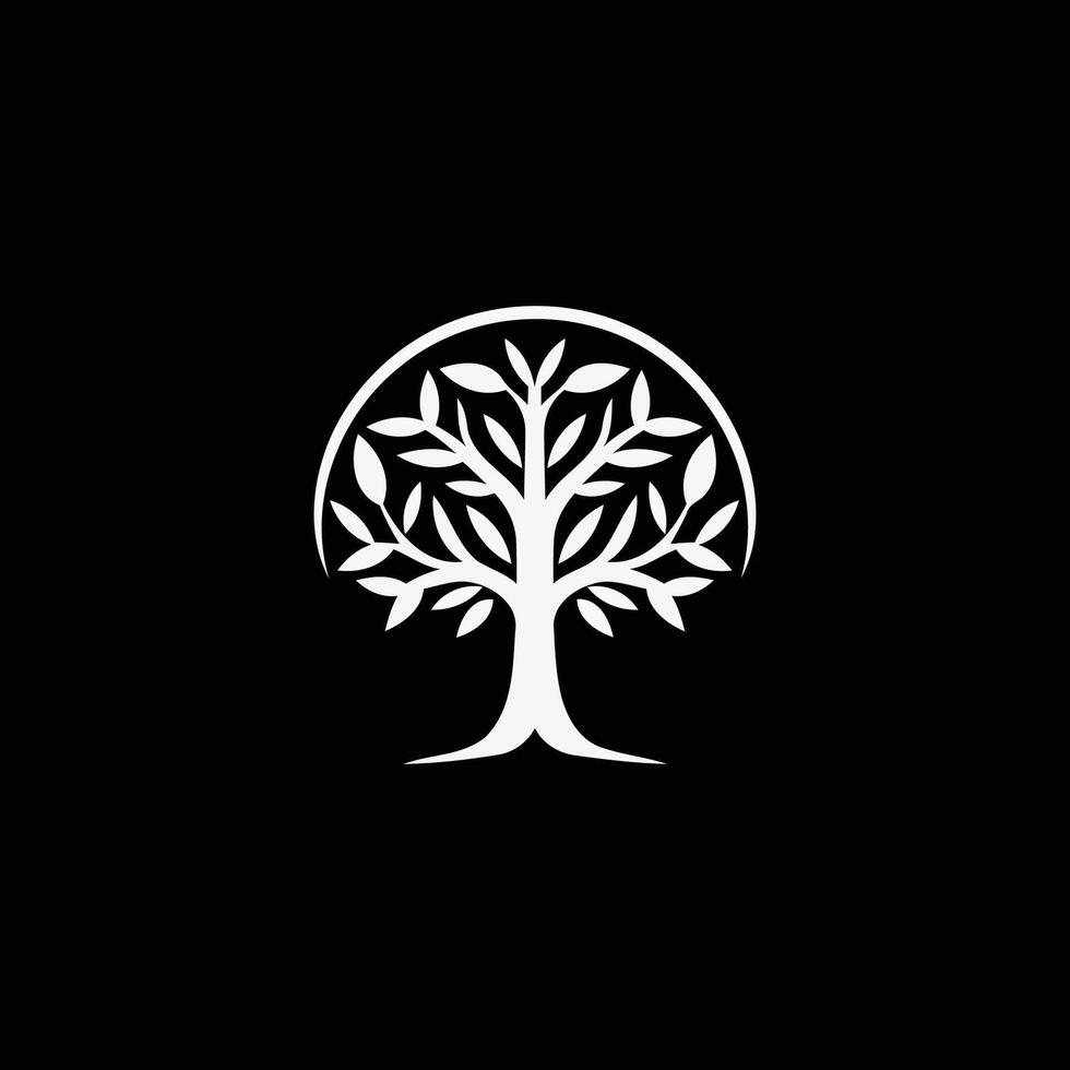 AI generated abstract Tree of Life logo. Organic nature symbol. Tree branch with leaf sign. Natural plant design element emblem. Vector illustration.