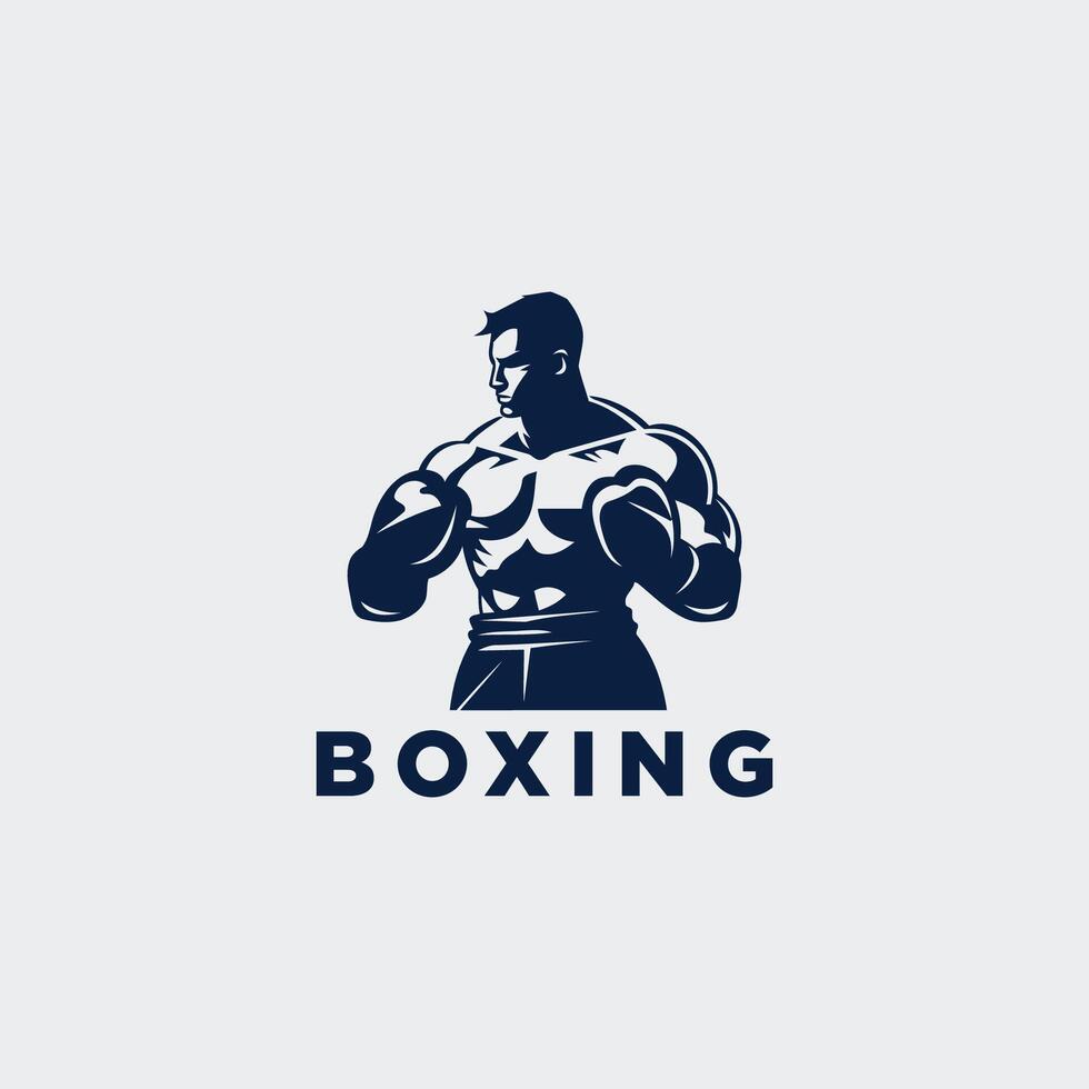 ai generado muscular Boxer logo con boxeo anillo antecedentes - boxeo emblema, logo diseño, ilustración en blanco antecedentes vector