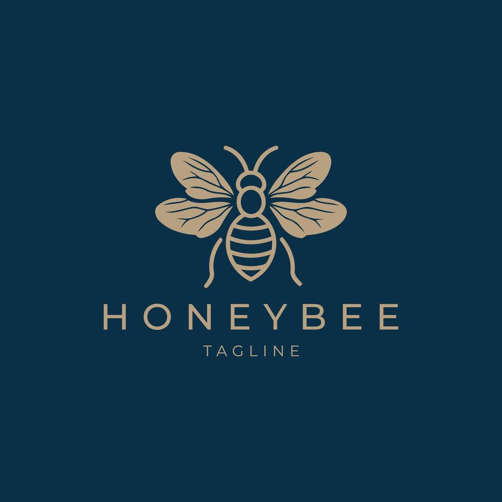 AI generated Honey bee line art logo icon design template vector