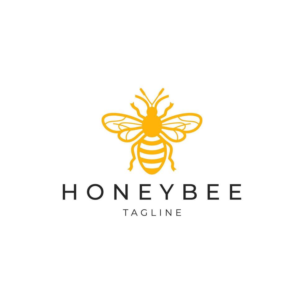 AI generated Honey bee line art logo icon design template vector