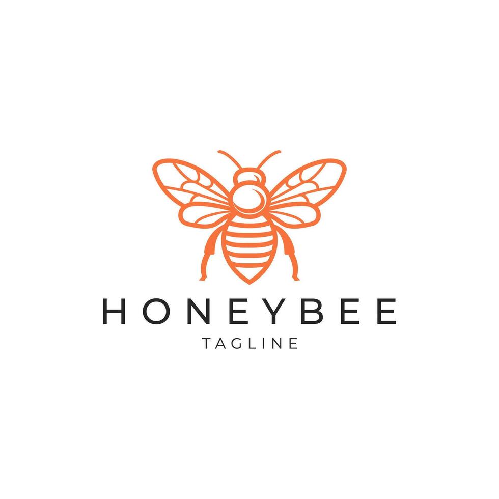 AI generated Honey bee line art logo icon design template vector