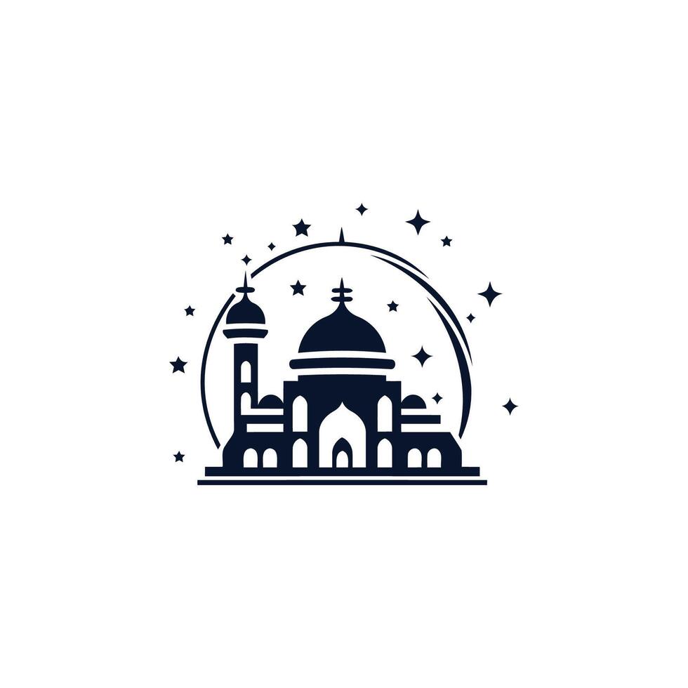 AI generated Mosque logo design with Islamic creative concept Vector