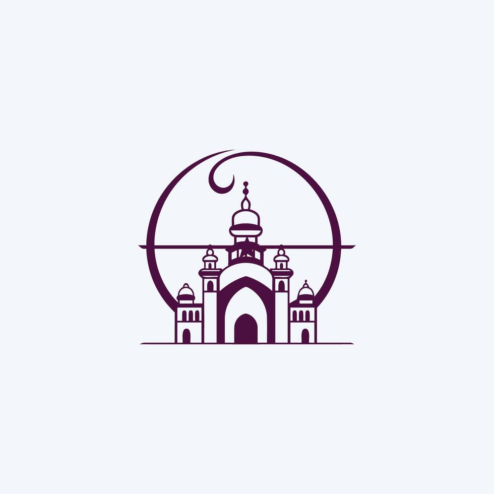 AI generated Mosque logo design with Islamic creative concept Vector