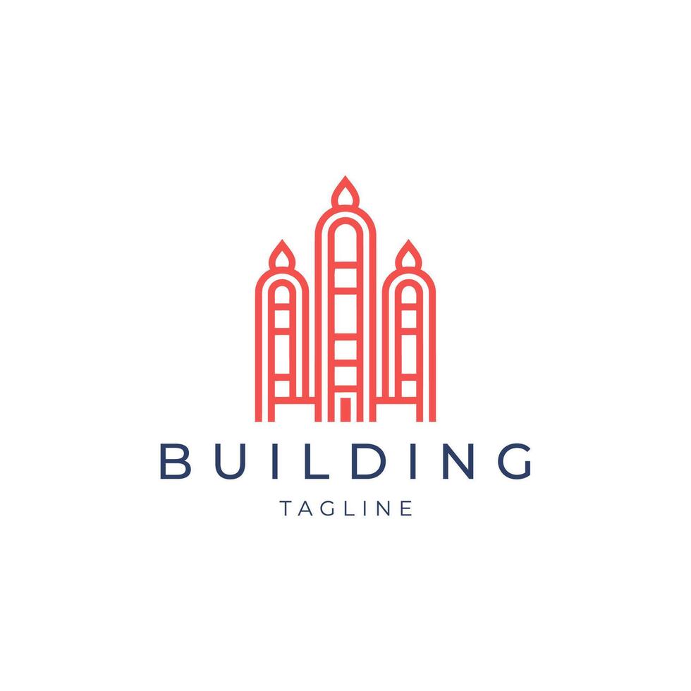 AI generated Building line art logo icon design template vector