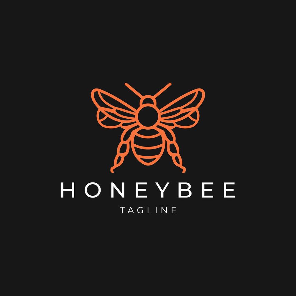 AI generated Honey bee line art logo icon design template vector