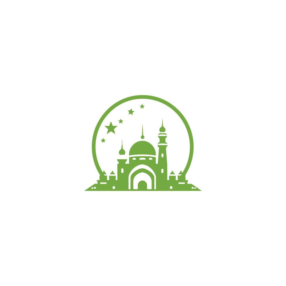 AI generated Mosque logo design with Islamic creative concept Vector