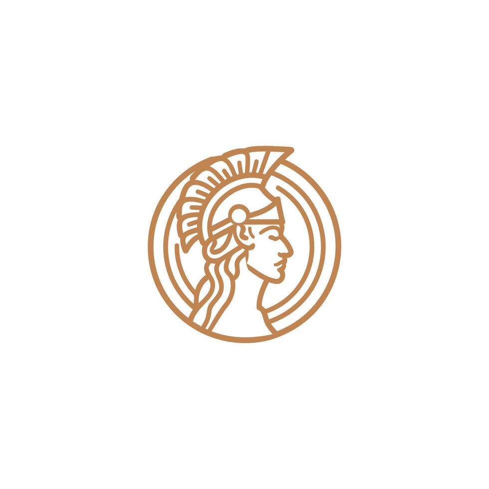 AI generated Athena line art logo icon design template vector