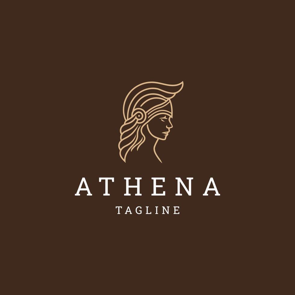 AI generated Athena line art logo icon design template vector