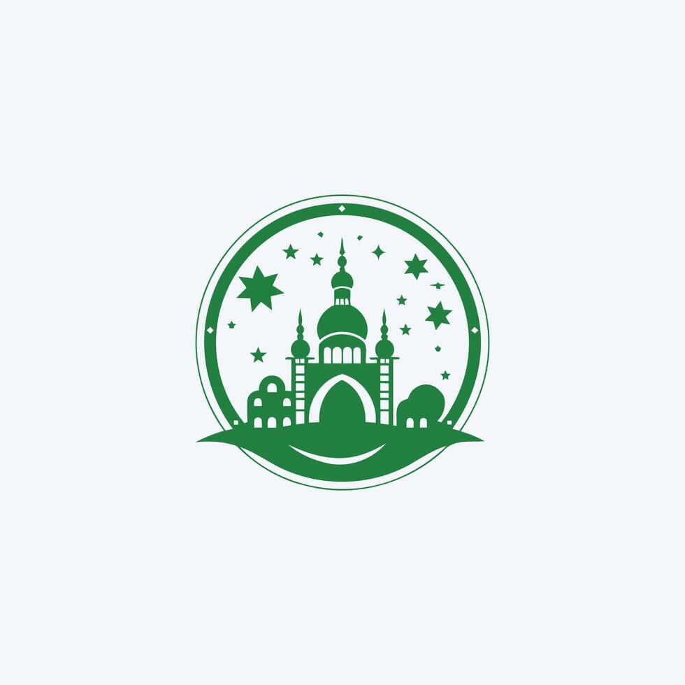 AI generated Mosque logo design with Islamic creative concept Vector
