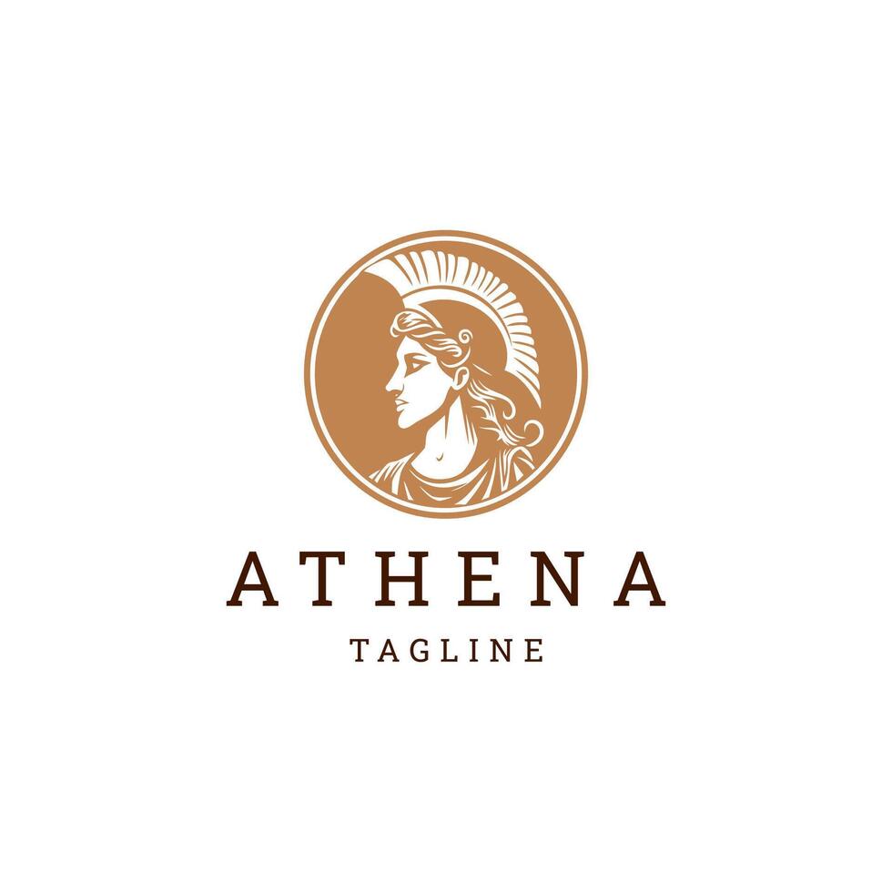 AI generated Athena line art logo icon design template vector
