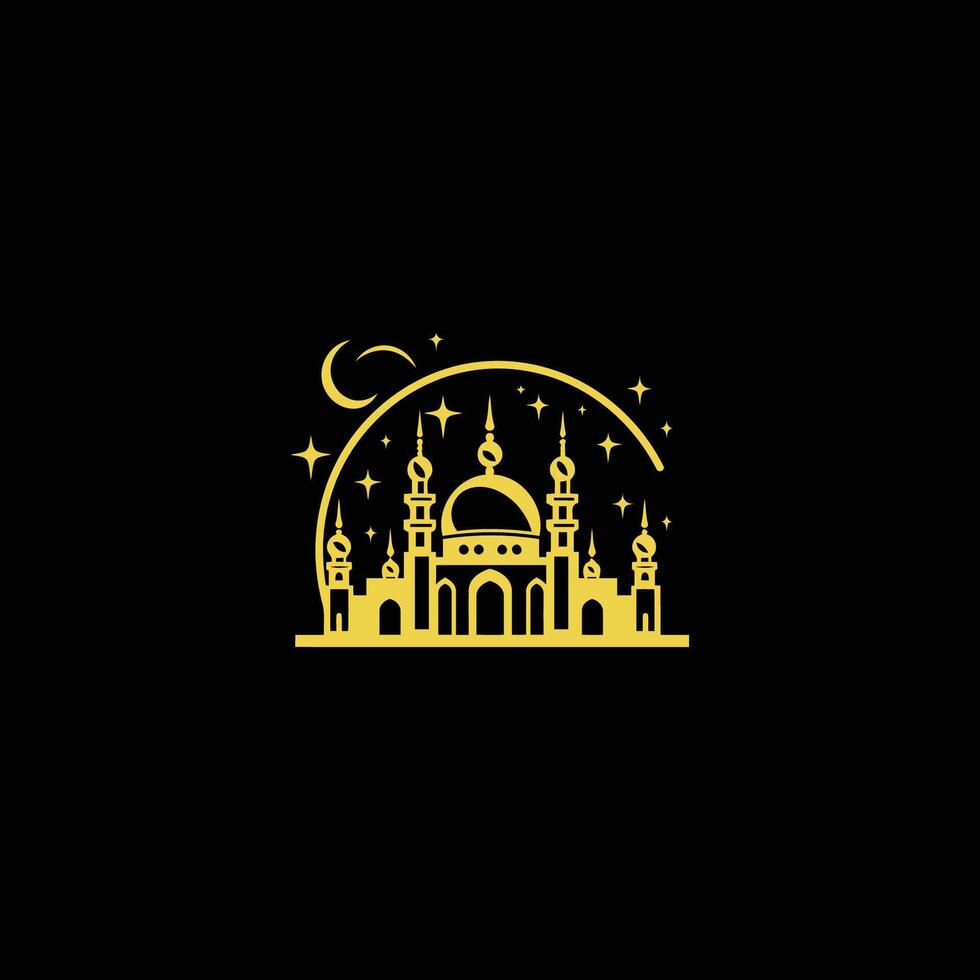 AI generated Mosque logo design with Islamic creative concept Vector