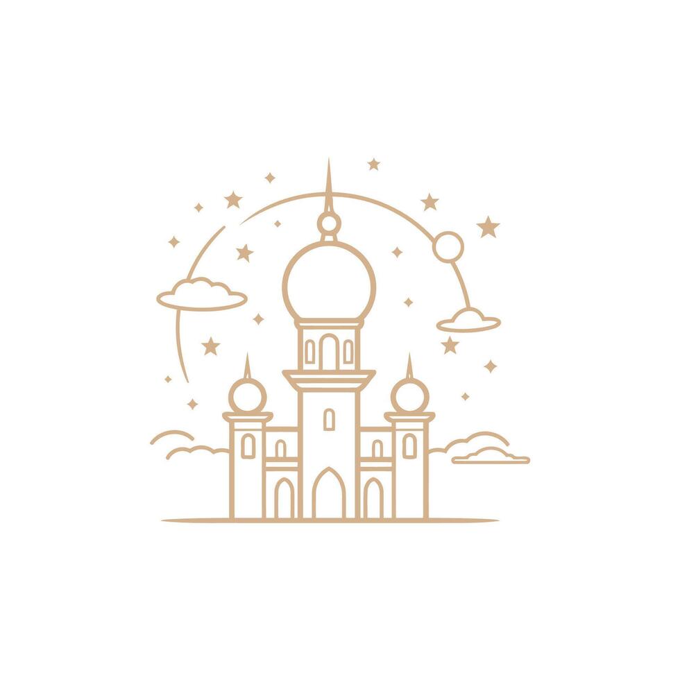 AI generated Mosque logo design with Islamic creative concept Vector