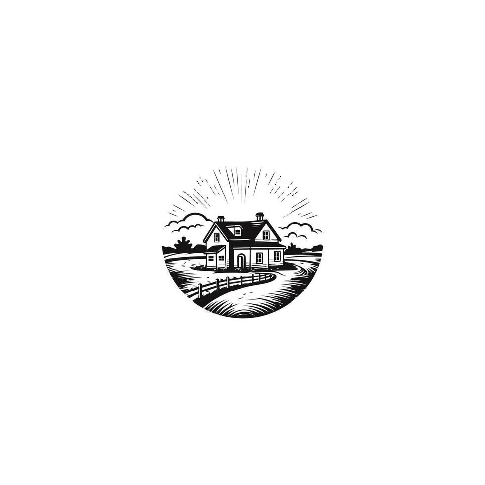 AI generated Farmhouse icon logo design vector