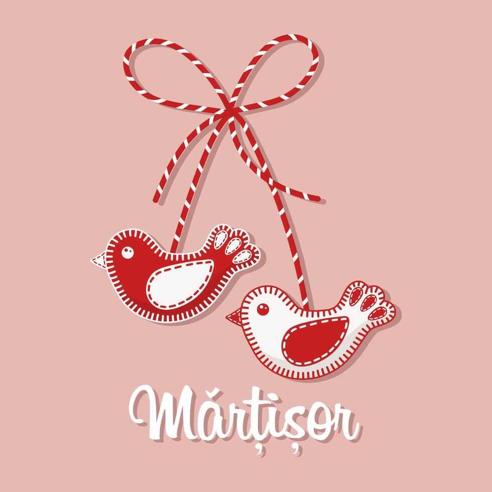 Martisor, symbol of spring. Traditional spring holiday in Romania and Moldova. March 1. Holiday card, banner, vector. vector