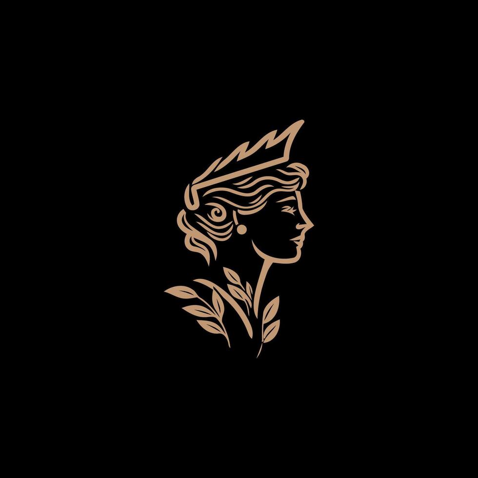 AI generated Athena line art logo icon design template vector