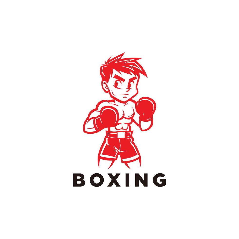 AI generated Muscular Boxer logo with boxing ring background - boxing emblem, logo design, illustration on white background vector