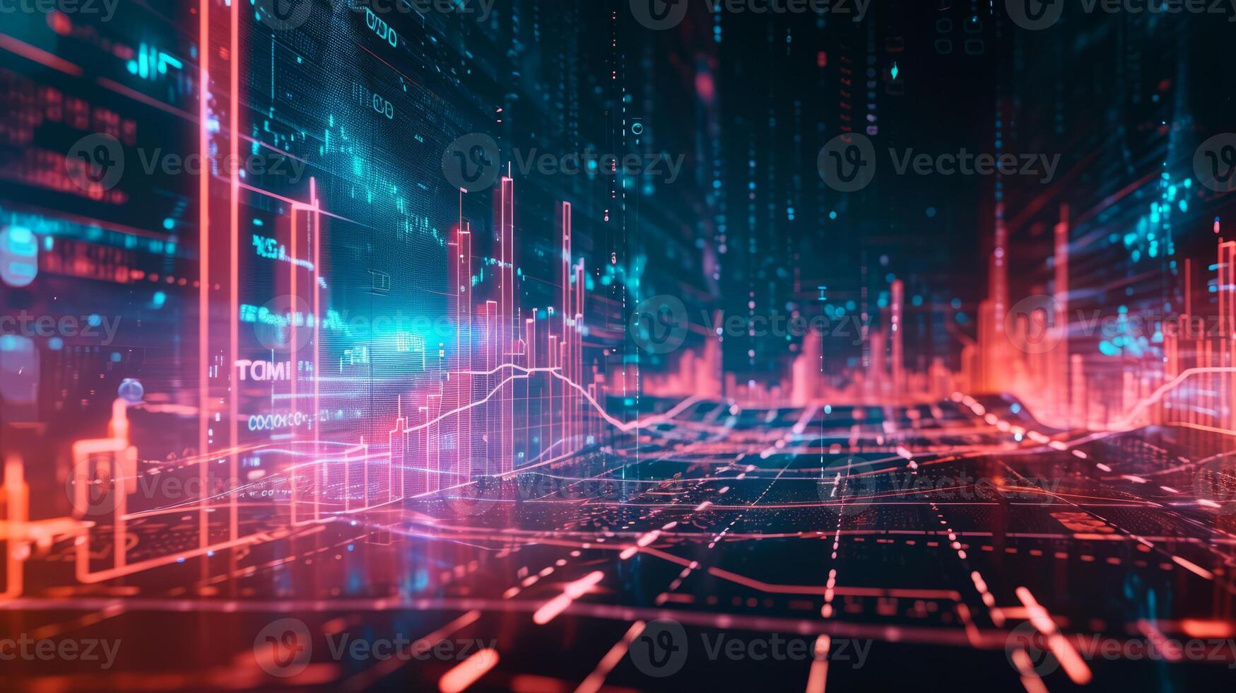AI generated Futuristic Financial Data Analysis Visualization photo