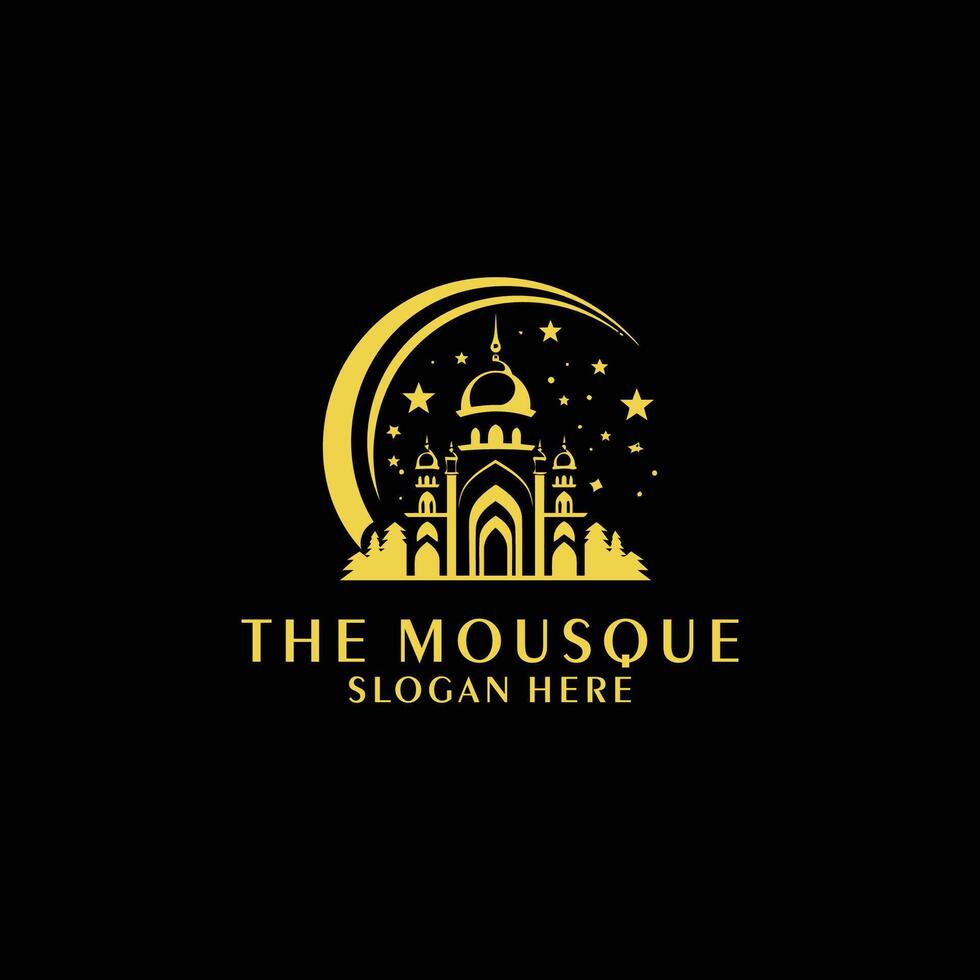 AI generated Mosque logo design with Islamic creative concept Vector