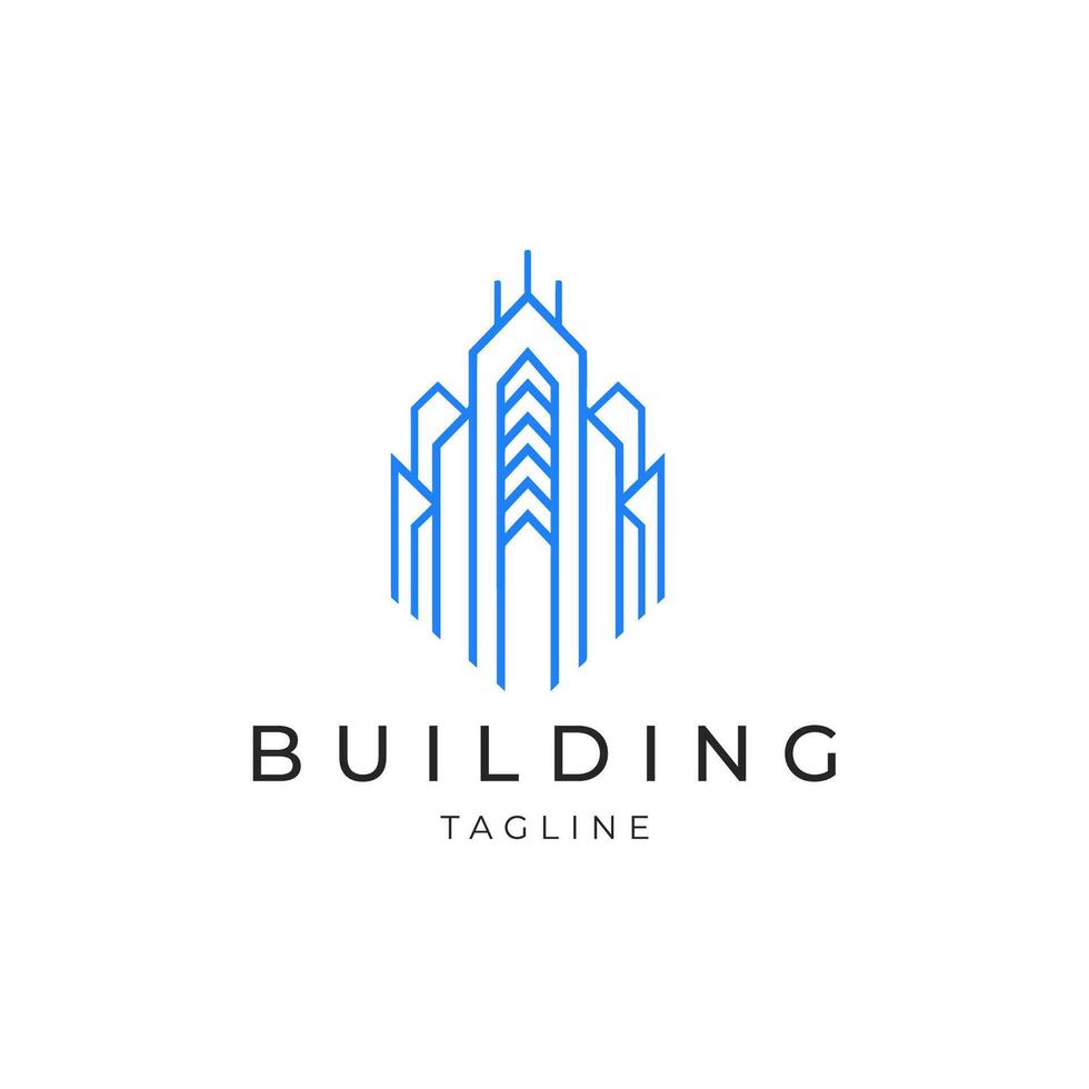 AI generated Building line art logo icon design template vector