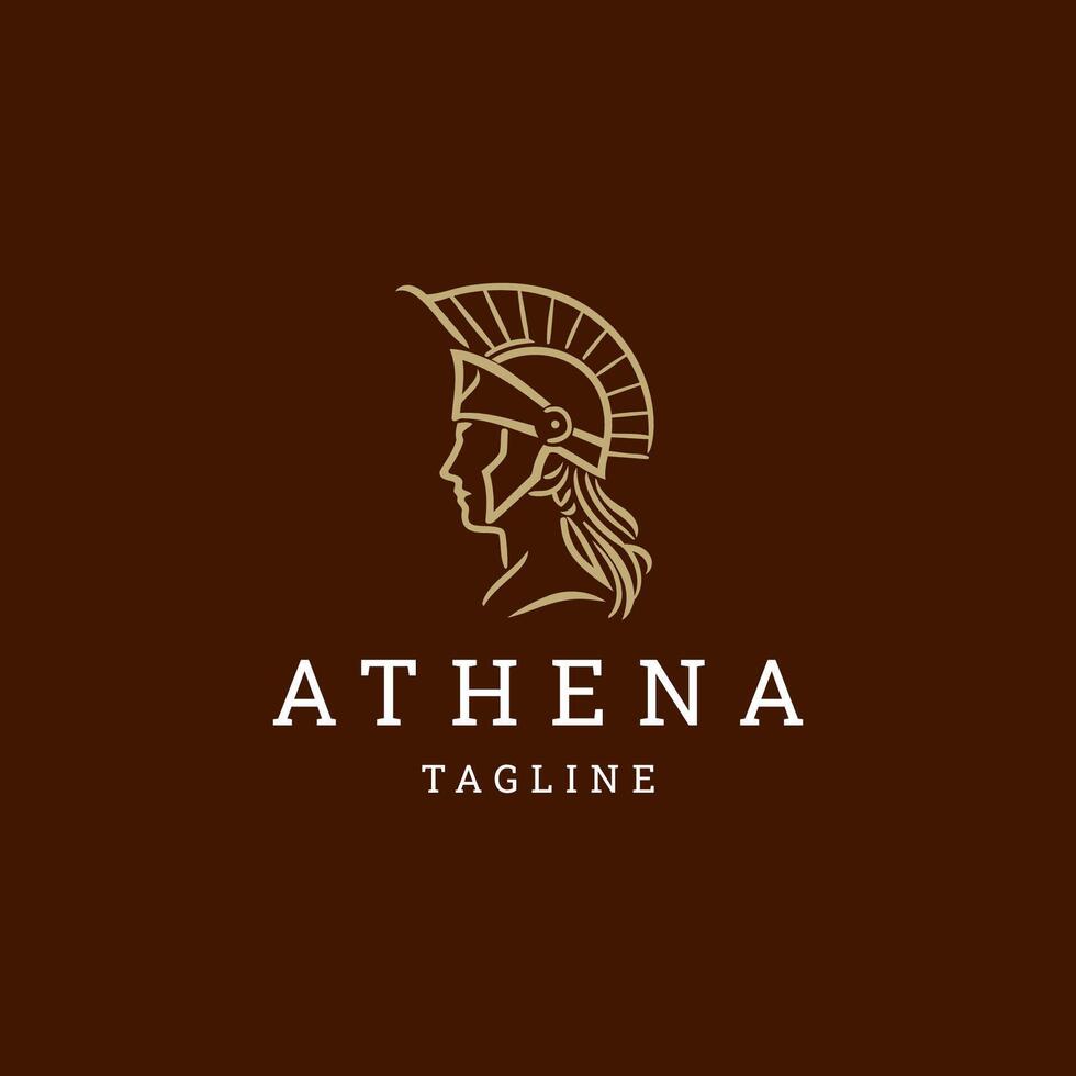 AI generated Athena line art logo icon design template vector
