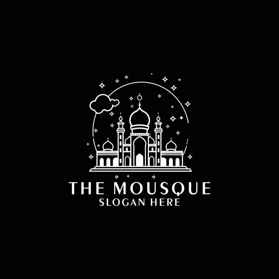 AI generated Mosque logo design with Islamic creative concept Vector