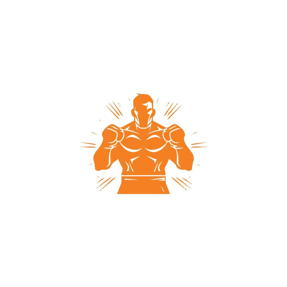 AI generated Muscular Boxer logo with boxing ring background - boxing emblem, logo design, illustration on white background vector