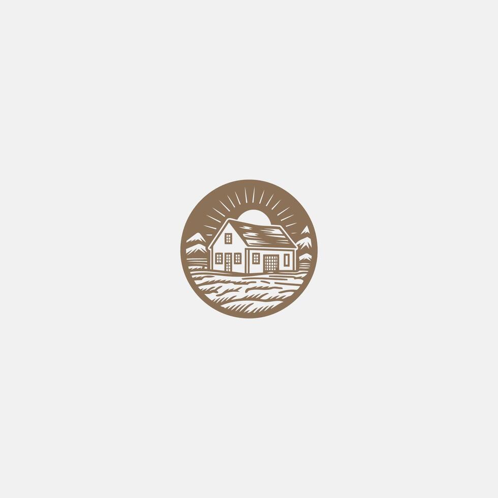 AI generated Farmhouse icon logo design vector