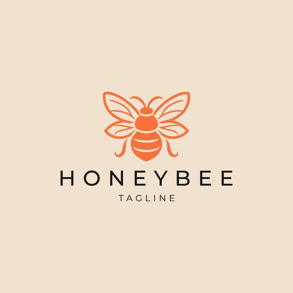AI generated Honey bee line art logo icon design template vector