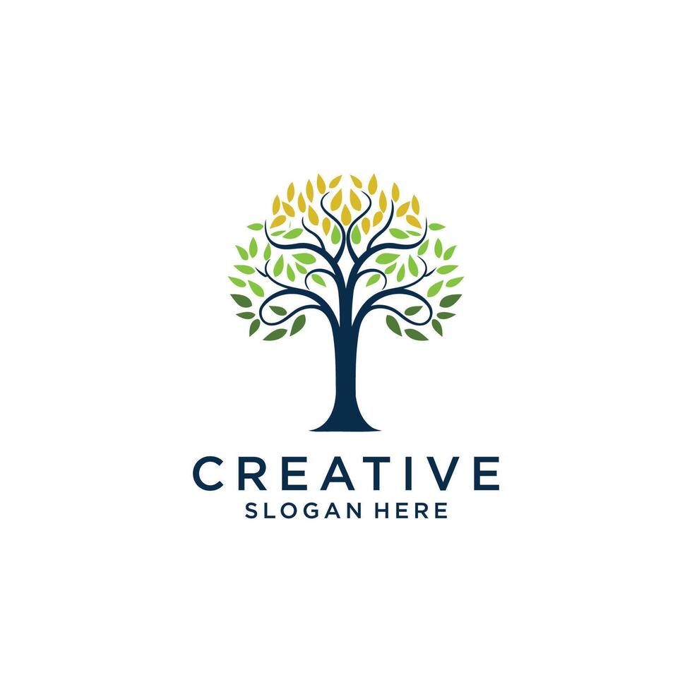 AI generated abstract Tree of Life logo. Organic nature symbol. Tree branch with leaf sign. Natural plant design element emblem. Vector illustration.