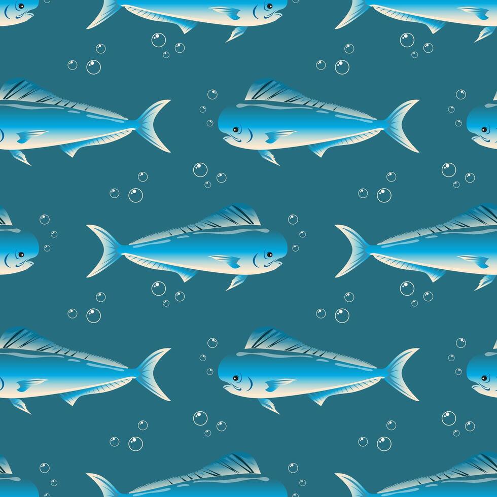 sin costura patrón, hermosa mar pescado y burbujas en el agua. acuario fondo, submarino vida, vector