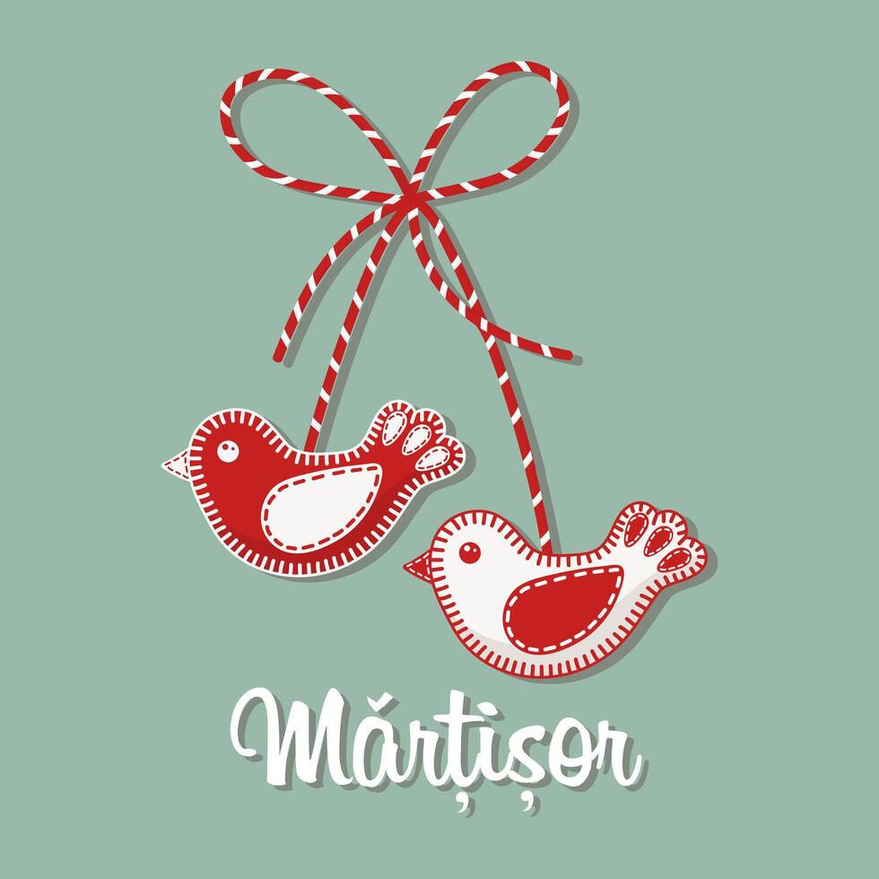 Martisor, symbol of spring. Traditional spring holiday in Romania and Moldova. Holiday card, banner, vector. vector