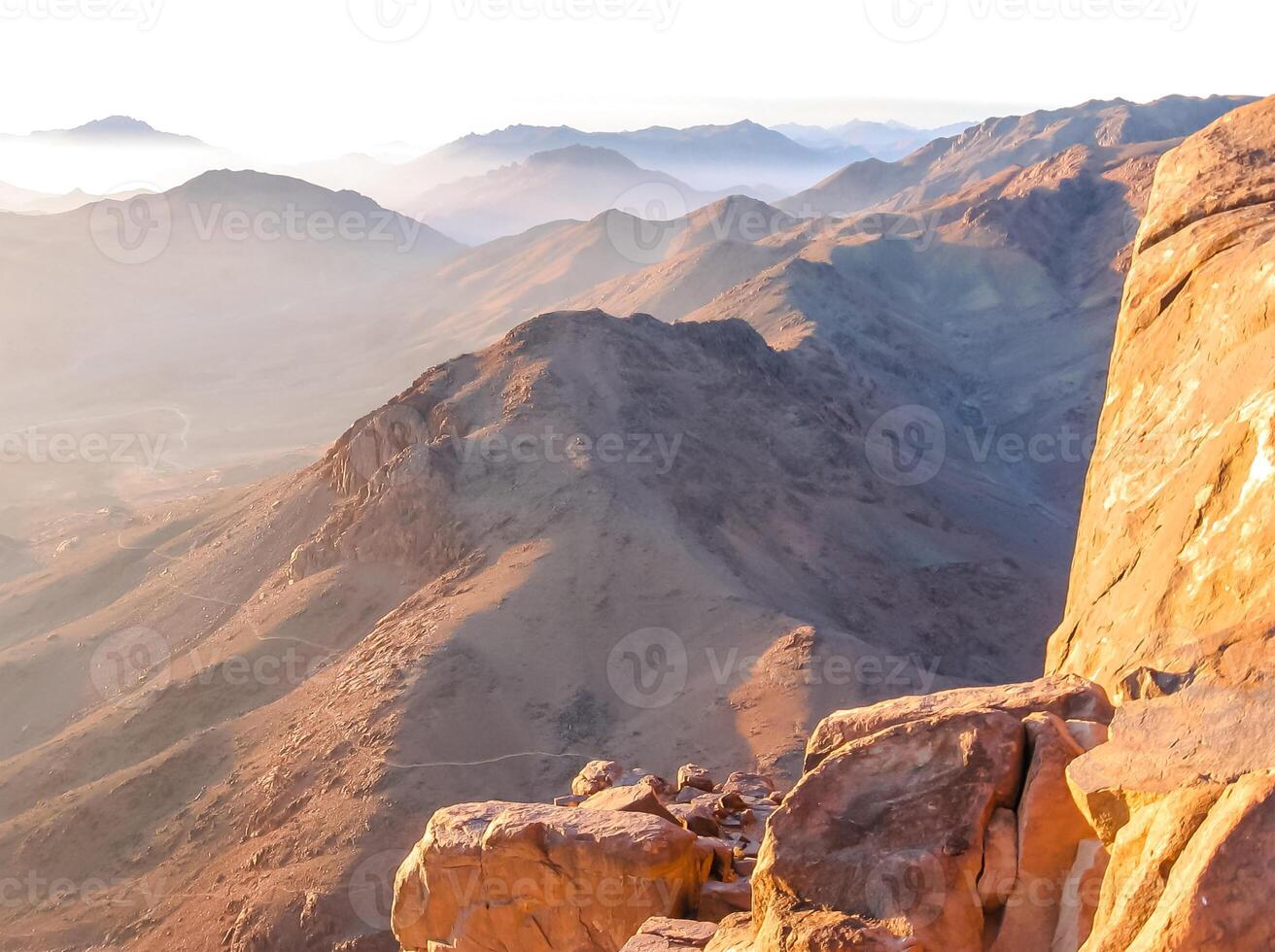 The beautiful Egyptian Sinai Peninsula with yellow sand, desert, plateaus and high and magnificent mountains, which is located on the borders with Palestine and Gaza, which contains the Suez Canal photo