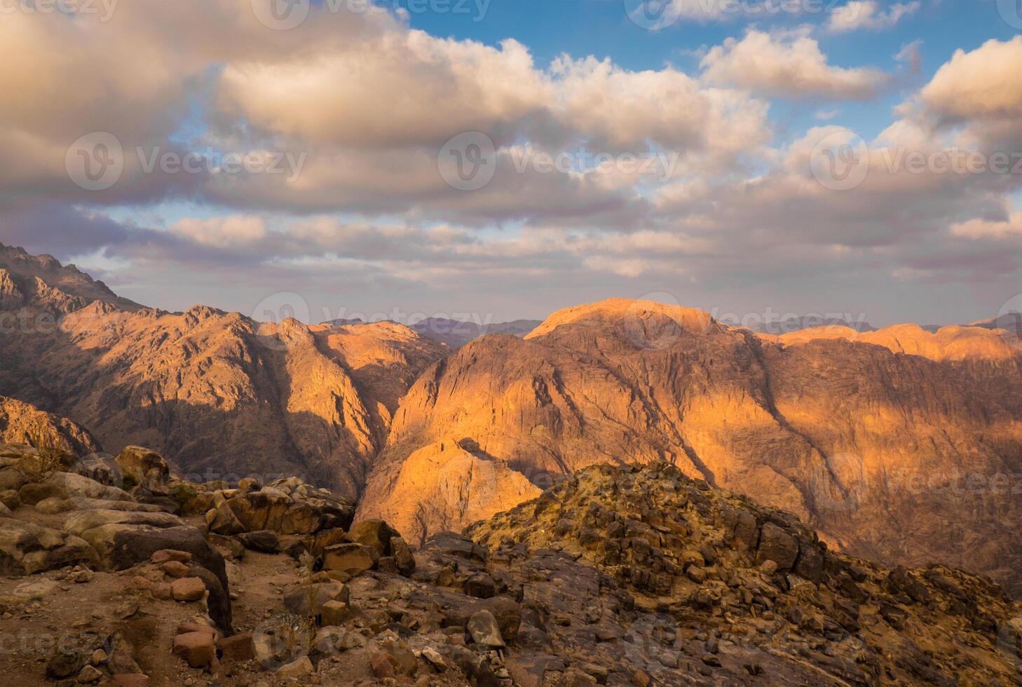 The beautiful Egyptian Sinai Peninsula with yellow sand, desert, plateaus and high and magnificent mountains, which is located on the borders with Palestine and Gaza, which contains the Suez Canal photo
