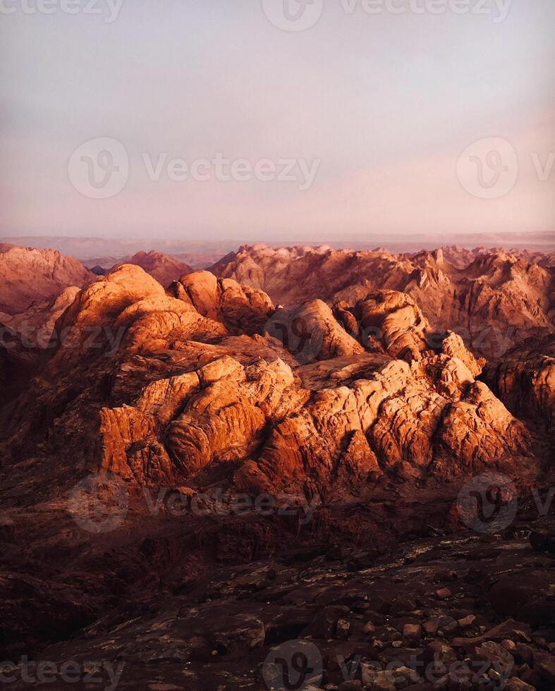 The beautiful Egyptian Sinai Peninsula with yellow sand, desert, plateaus and high and magnificent mountains, which is located on the borders with Palestine and Gaza, which contains the Suez Canal photo