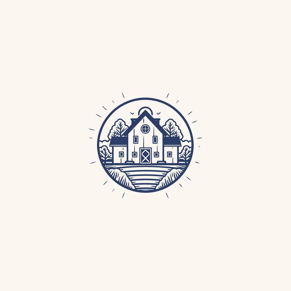 AI generated Farmhouse icon logo design vector