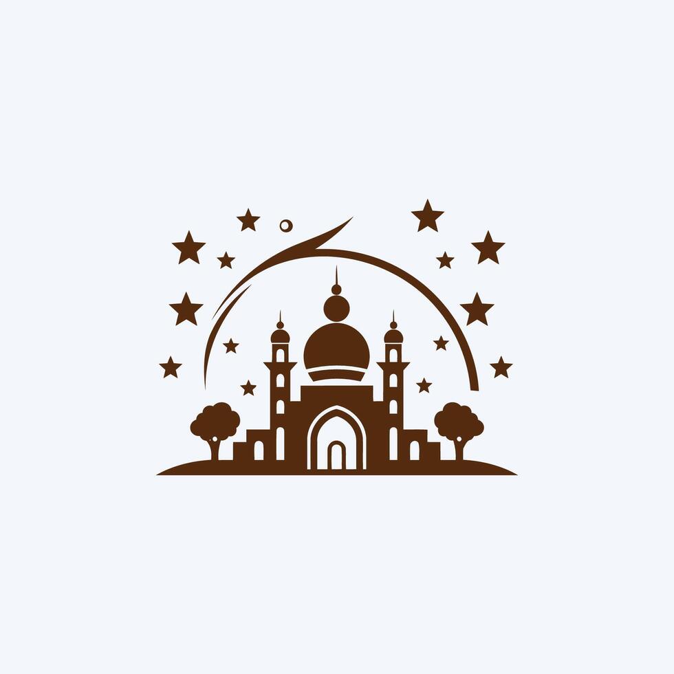 AI generated Mosque logo design with Islamic creative concept Vector