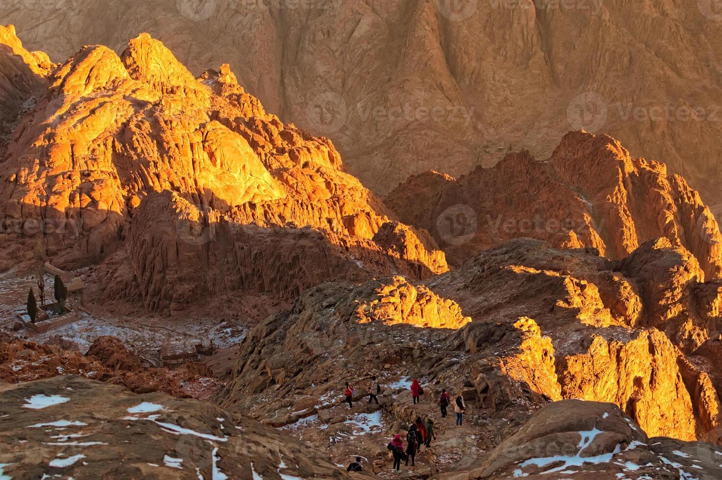 The beautiful Egyptian Sinai Peninsula with yellow sand, desert, plateaus and high and magnificent mountains, which is located on the borders with Palestine and Gaza, which contains the Suez Canal photo