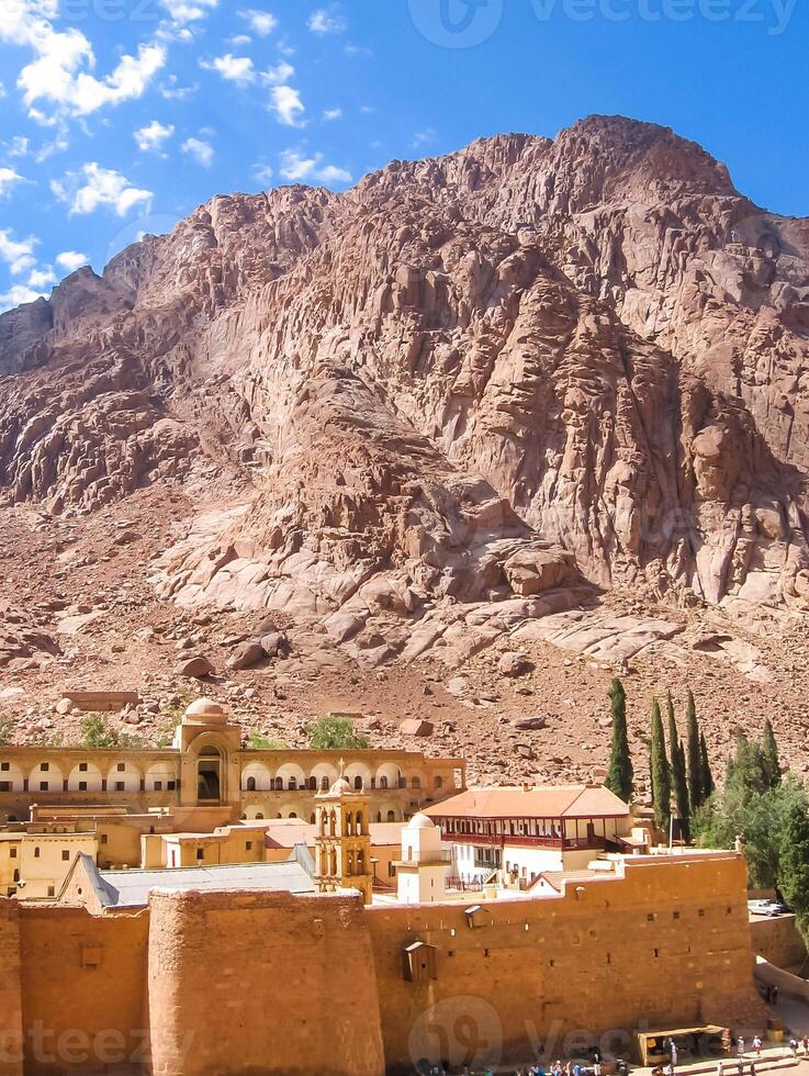 The beautiful Egyptian Sinai Peninsula with yellow sand, desert, plateaus and high and magnificent mountains, which is located on the borders with Palestine and Gaza, which contains the Suez Canal photo