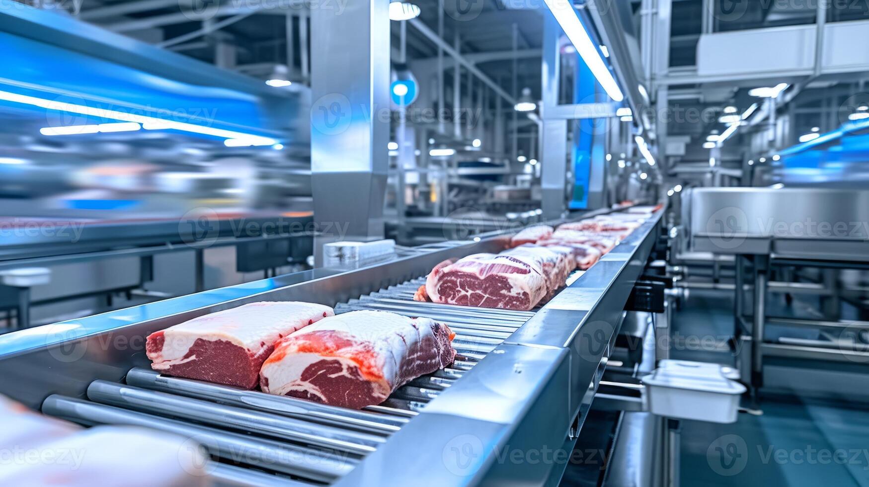 AI generated Automated Meat Processing Plant Conveyor System photo