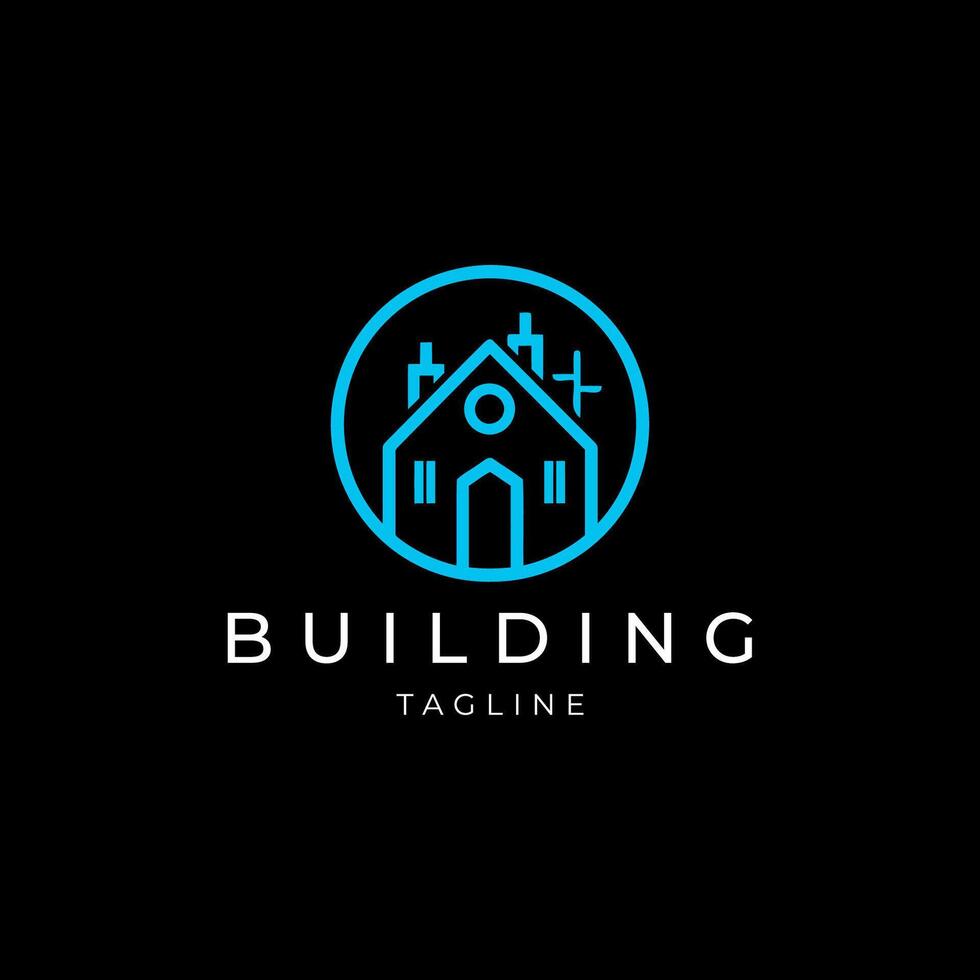 AI generated Building line art logo icon design template vector